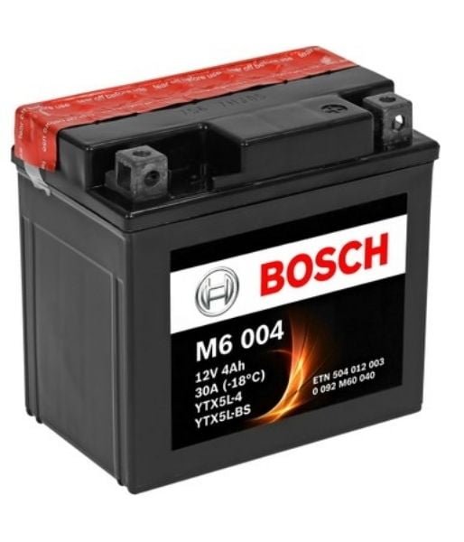 AKÜ: Bosch M6004 12V 4Ah AGM YTX5L-BS Motosiklet Aküsü